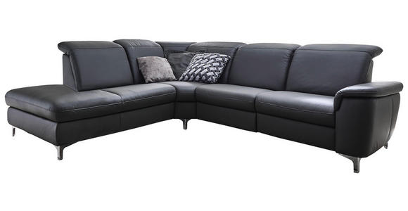 WOHNLANDSCHAFT in Leder Anthrazit - Chromfarben/Anthrazit, KONVENTIONELL, Leder/Metall (242/289cm) - Cantus