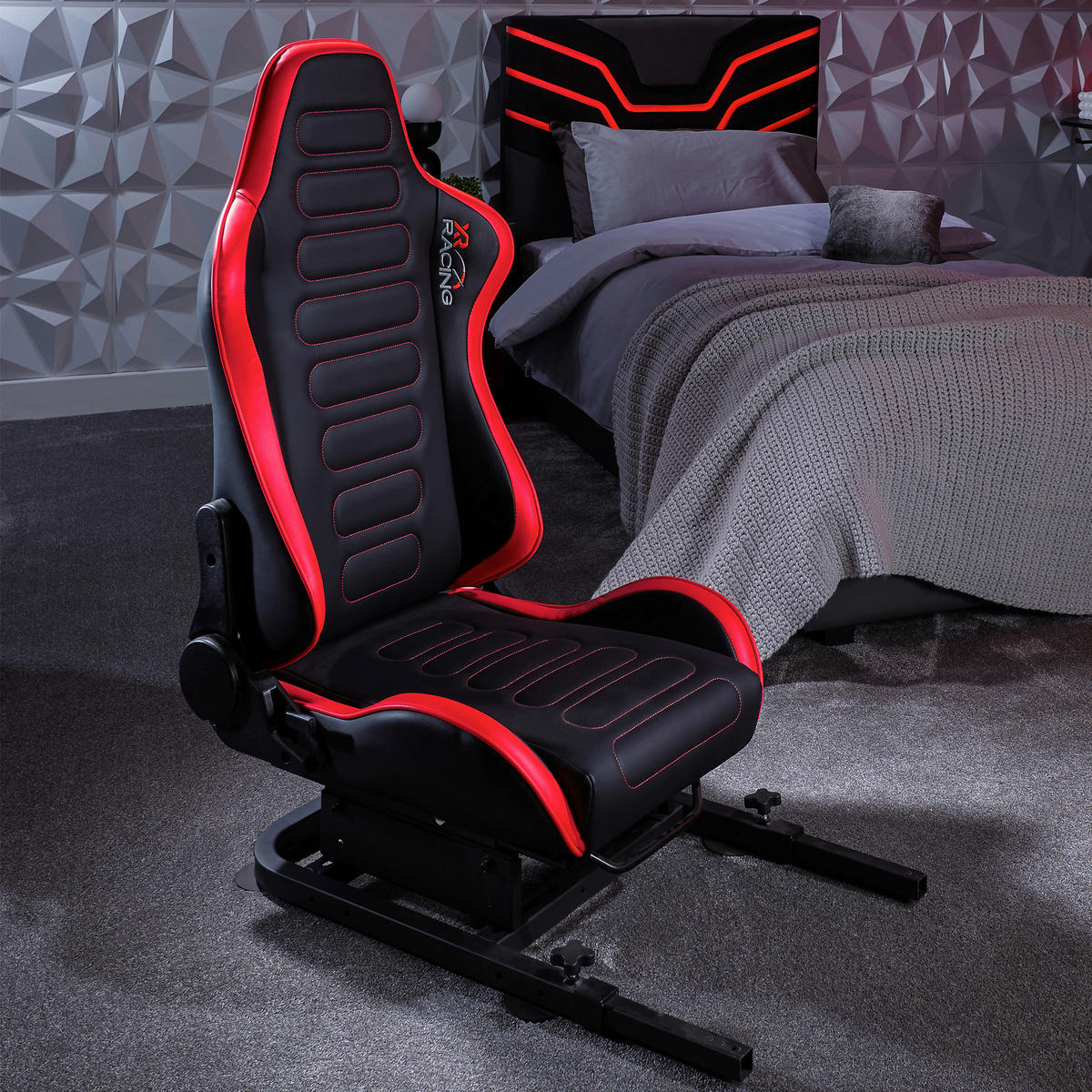 GAMINGSTUHL Rot, Schwarz Metall, Kunststoff, Leder   - Rot/Schwarz, MODERN, Leder/Kunststoff (63/53/83cm) - X Rocker