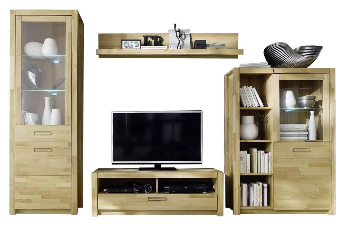 WOHNWAND  309/203/46 cm  in Buchefarben  - Buchefarben, Design, Glas/Holz (309/203/46cm) - MID.YOU