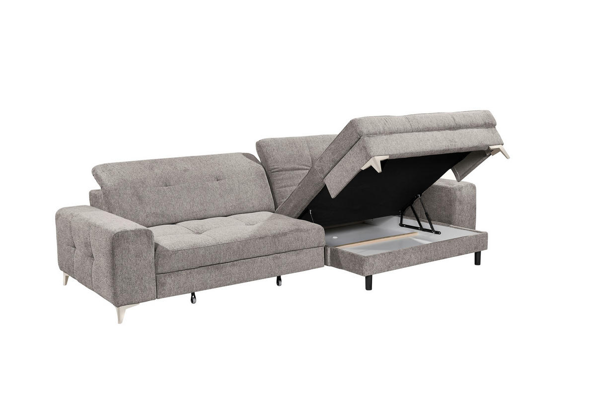 ECKSOFA SORELLA in Mikrovelours Taupe Kopfteilverstellung, Sitztiefenverstellung  328/182 cm  - Taupe/Kaschmir, Design, Kunststoff/Textil (328/182cm) - MID.YOU
