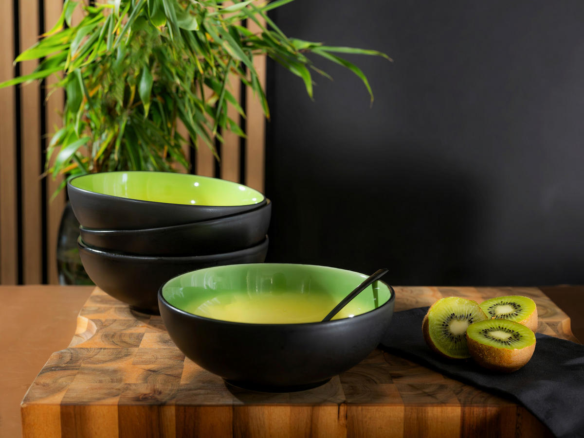 SCHÜSSELSET 4-teilig Hot Green   - Hellgelb/Schwarz, Basics, Keramik (16,5/6cm) - Creatable