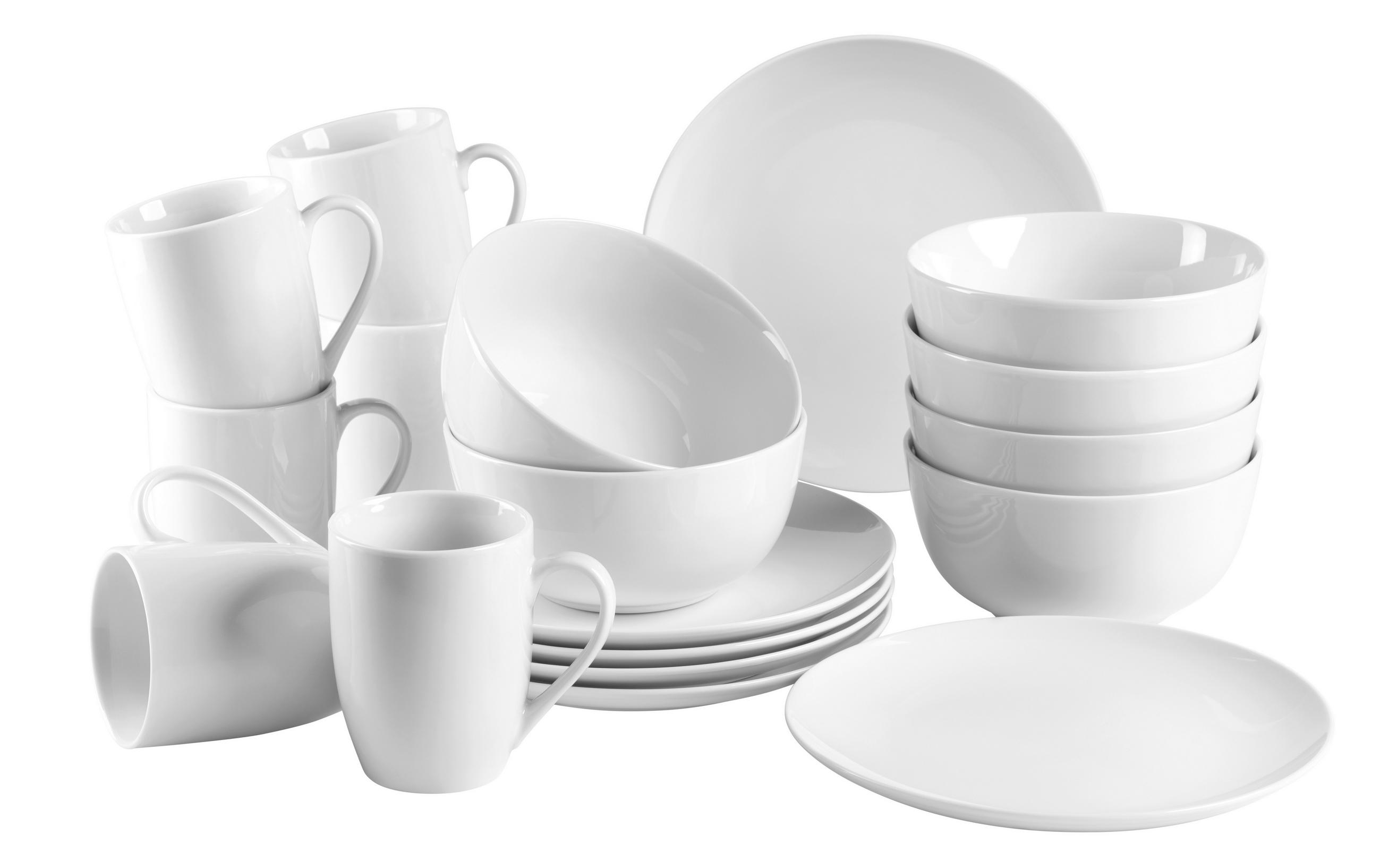 FRÜHSTÜCKSSET 18-teilig - Weiß, Basics, Keramik - Mäser