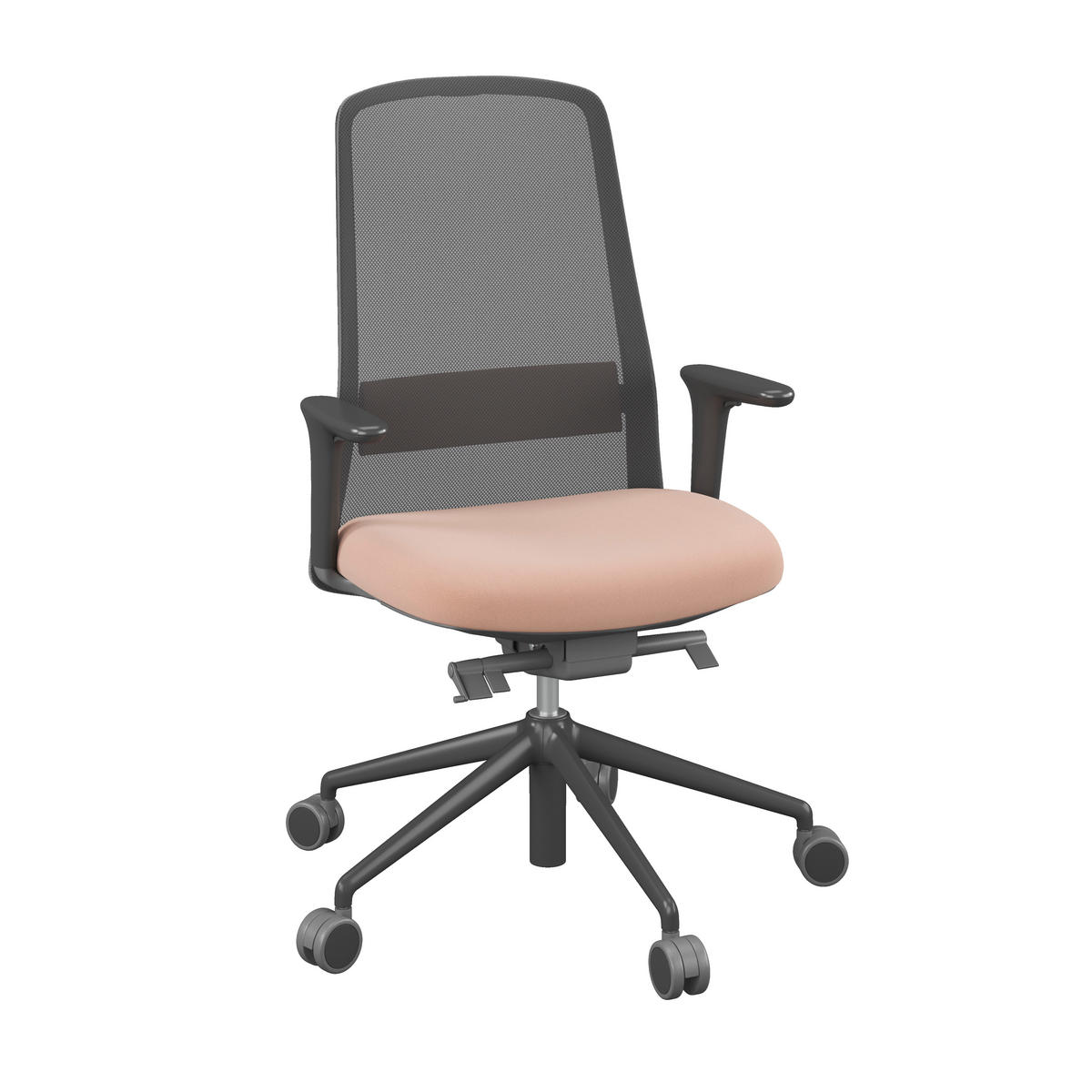 DREHSTUHL Netzbespannung, Webstoff Braun, Schwarz  - Schwarz/Braun, MODERN, Kunststoff/Textil (70/103-115/70cm)