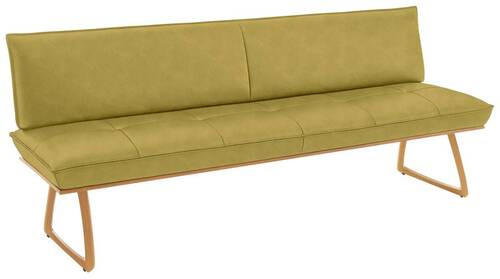 SITZBANK 214/88/66 cm Echtleder Hellgrün, Wildeiche Wildeiche furniert, massiv Holz  - Wildeiche/Eichefarben, Design, Leder/Holz (214/88/66cm) - Koinor