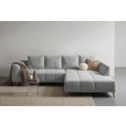 ECKSOFA Grau Flachgewebe  inkl. Rückenkissen, Rücken echt  - Buchefarben/Grau, KONVENTIONELL, Holz/Textil (306/202cm) - Carryhome