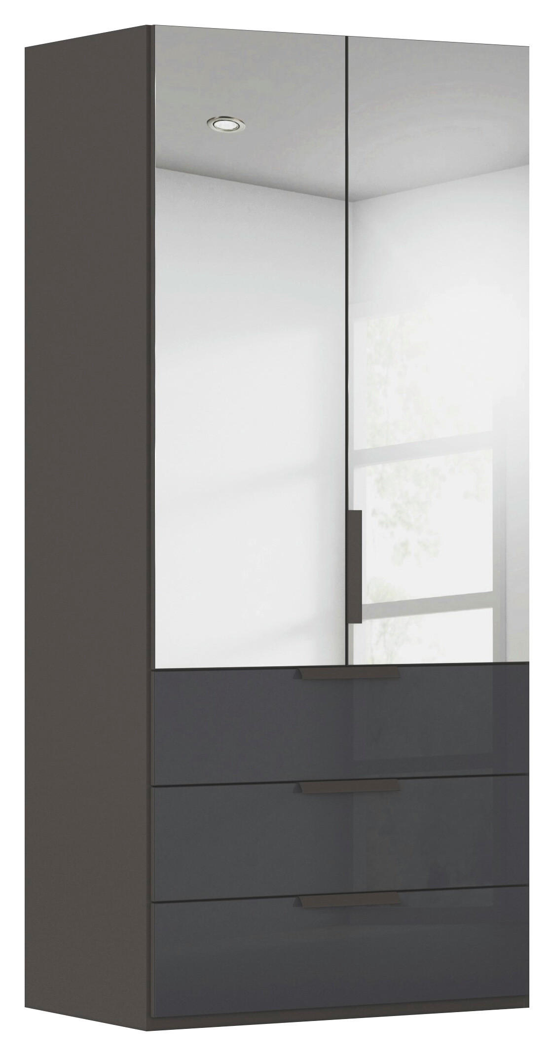 DREHTÜRENSCHRANK 101/235/61 cm,  in Graphitfarben, 2-türig  - Graphitfarben, Basics, Glas/Holzwerkstoff (101/235/61cm) - Novel
