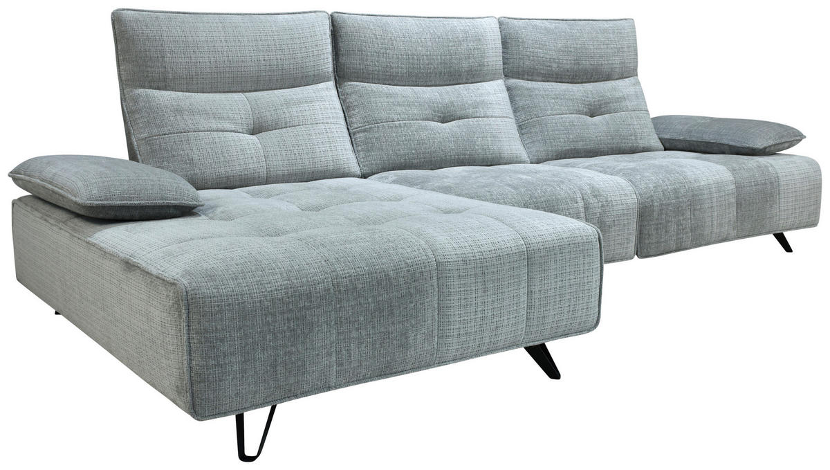ECKSOFA Hellgrau Chenille  - Hellgrau/Schwarz, Design, Kunststoff/Textil (162/314cm) - Livetastic