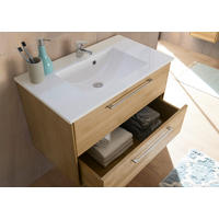 MOSDÓSZEKRÉNY MOSDÓVAL 80/39/47 cm  - tölgyfa színű/ezüstszínű, Natur, faalapú anyag/természetes anyagok (80/39/47cm) - Linea Natura