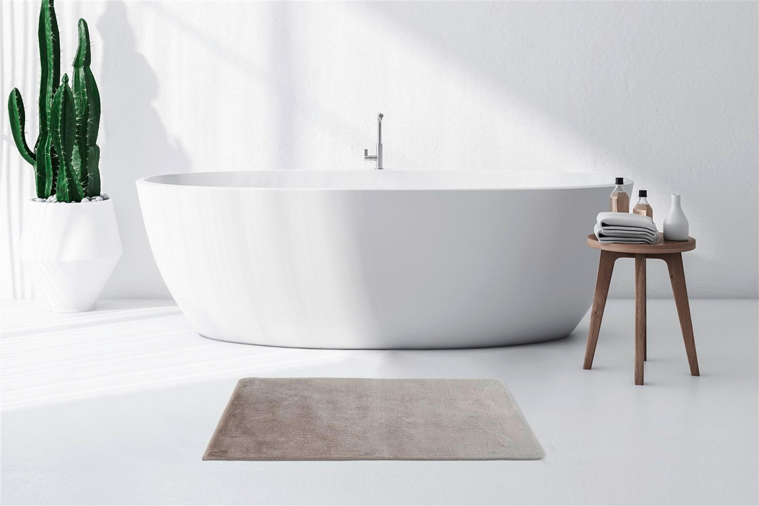 BADEMATTE 65/100 cm Hellgrau  - Hellgrau, KONVENTIONELL, Kunststoff/Textil (65/100cm)