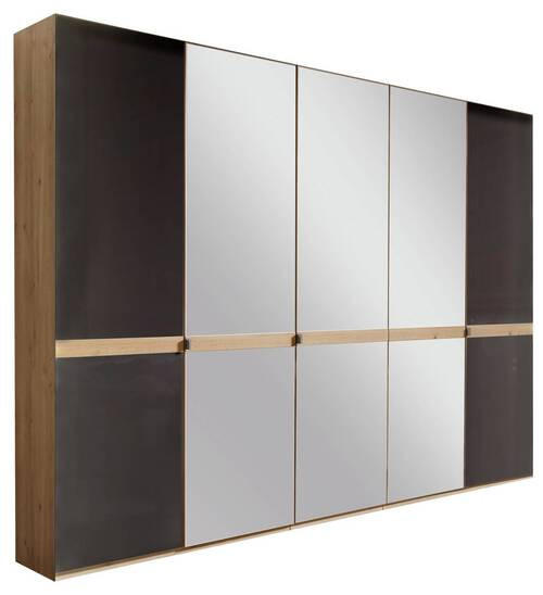 DREHTÜRENSCHRANK in Graphitfarben, Eichefarben  - Chromfarben/Eichefarben, Konventionell, Glas/Holzwerkstoff (250/216/58cm) - Novel