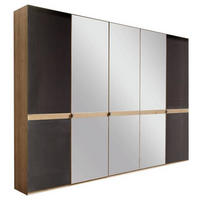 DREHTÜRENSCHRANK in Graphitfarben, Eichefarben  - Chromfarben/Eichefarben, Konventionell, Glas/Holzwerkstoff (250/216/58cm) - Novel