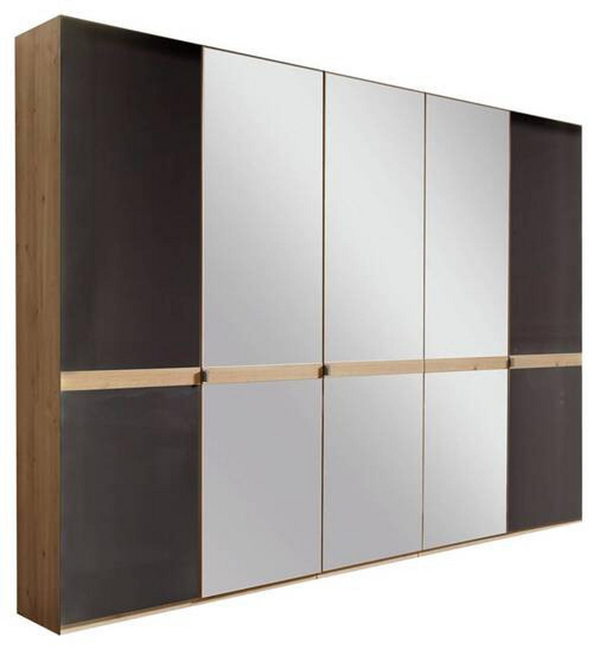 DREHTÜRENSCHRANK in Graphitfarben, Eichefarben  - Chromfarben/Eichefarben, Konventionell, Glas/Holzwerkstoff (250/216/58cm) - Novel