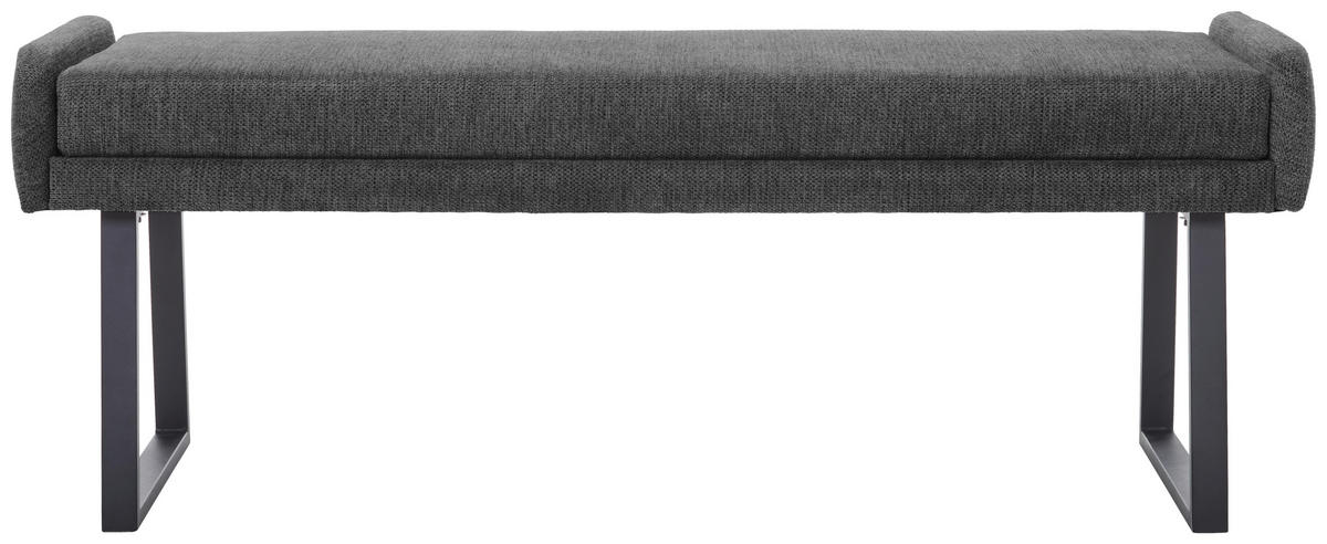 HOCKERBANK 160/49/49 cm Webstoff Schwarz, Dunkelgrau  - Dunkelgrau/Schwarz, Design, Textil/Metall (160/49/49cm) - Novel