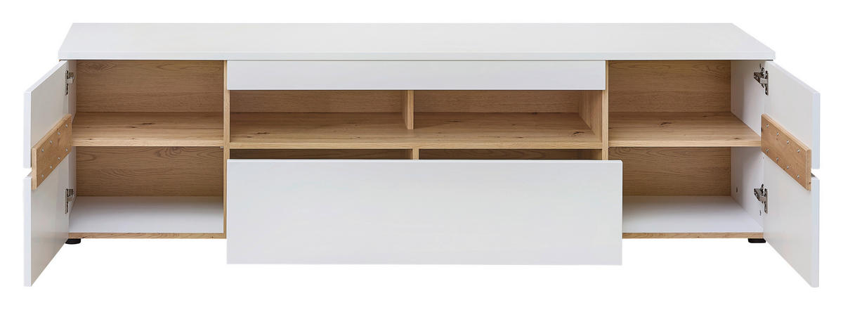 REGAL ZA DNEVNI BORAVAK bijela, hrast Artisan   - bijela/hrast Artisan, Moderno, staklo/drvni materijal (282/197/47cm) - Hom`in