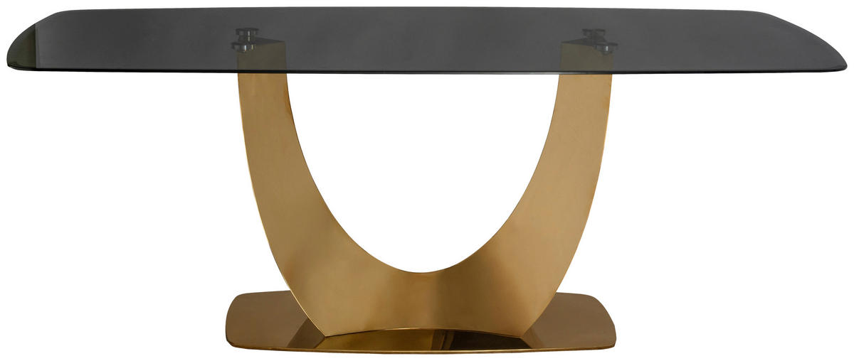 ESSTISCH 200/95/76 cm  Metall, Glas rechteckig Goldfarben, Dunkelgrau  - Dunkelgrau/Goldfarben, Design, Glas/Metall (200/95/76cm) - Milino