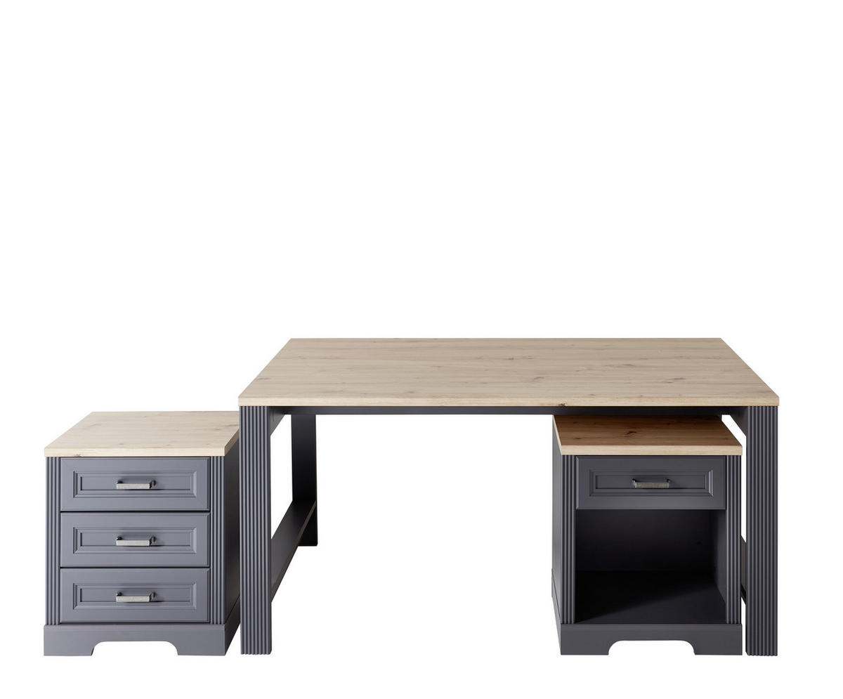 Birou, material pe bază de lemn - grafit/stejar Artisan, Romantik / Landhaus, material pe bază de lemn (160cm) - Landscape