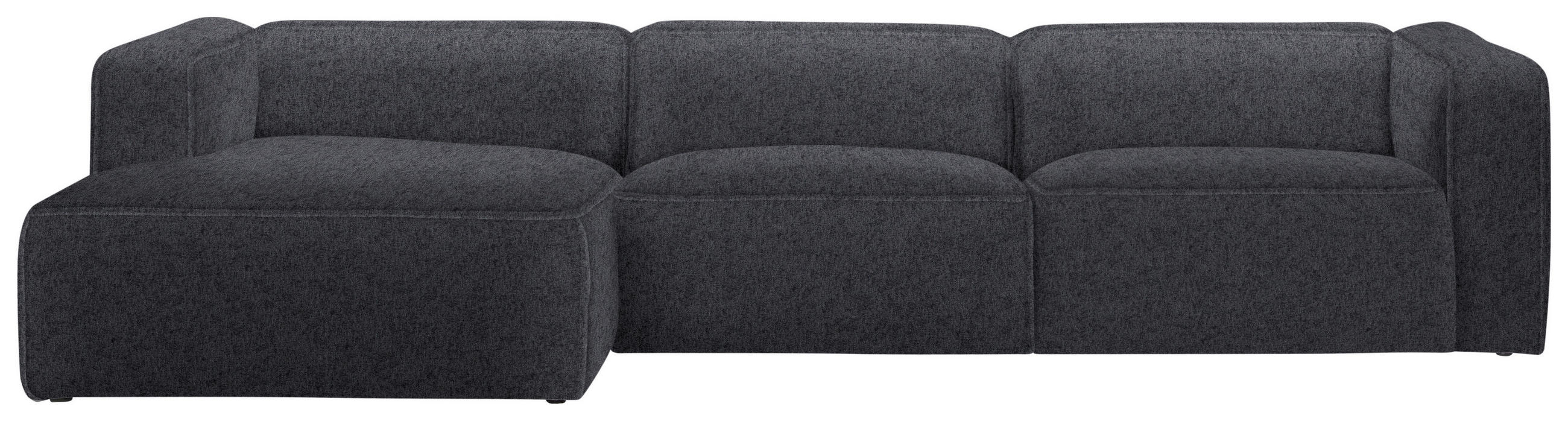 ECKSOFA in Webstoff Dunkelgrau  - Dunkelgrau/Schwarz, Design, Kunststoff/Textil (163/332cm) - Stylife