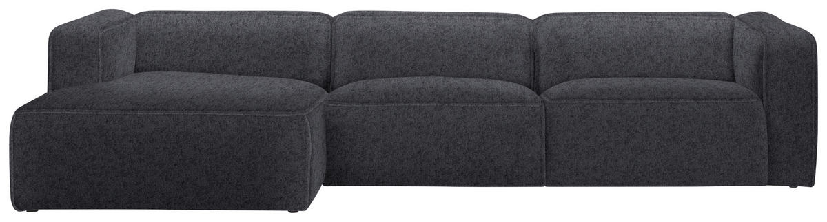 ECKSOFA in Webstoff Dunkelgrau  - Dunkelgrau/Schwarz, Design, Kunststoff/Textil (163/332cm) - Stylife