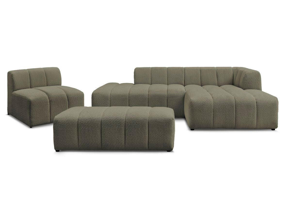 ECKSOFA Ottomane rechts  ANNECY Grün Bouclé  - Schwarz/Grün, MODERN, Kunststoff/Textil (262/170cm)