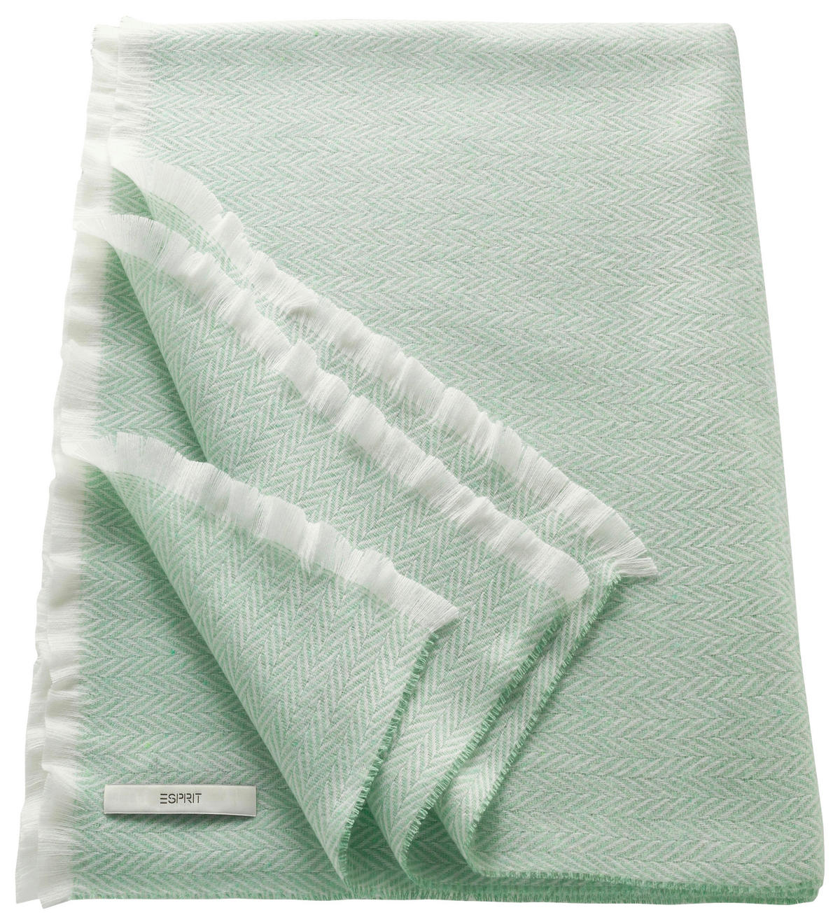 PLAID HERRINGBONE 70699 E-Herringbone 150/180 cm  - Pastellgrün/Creme, KONVENTIONELL, Textil (150/180cm) - Esprit