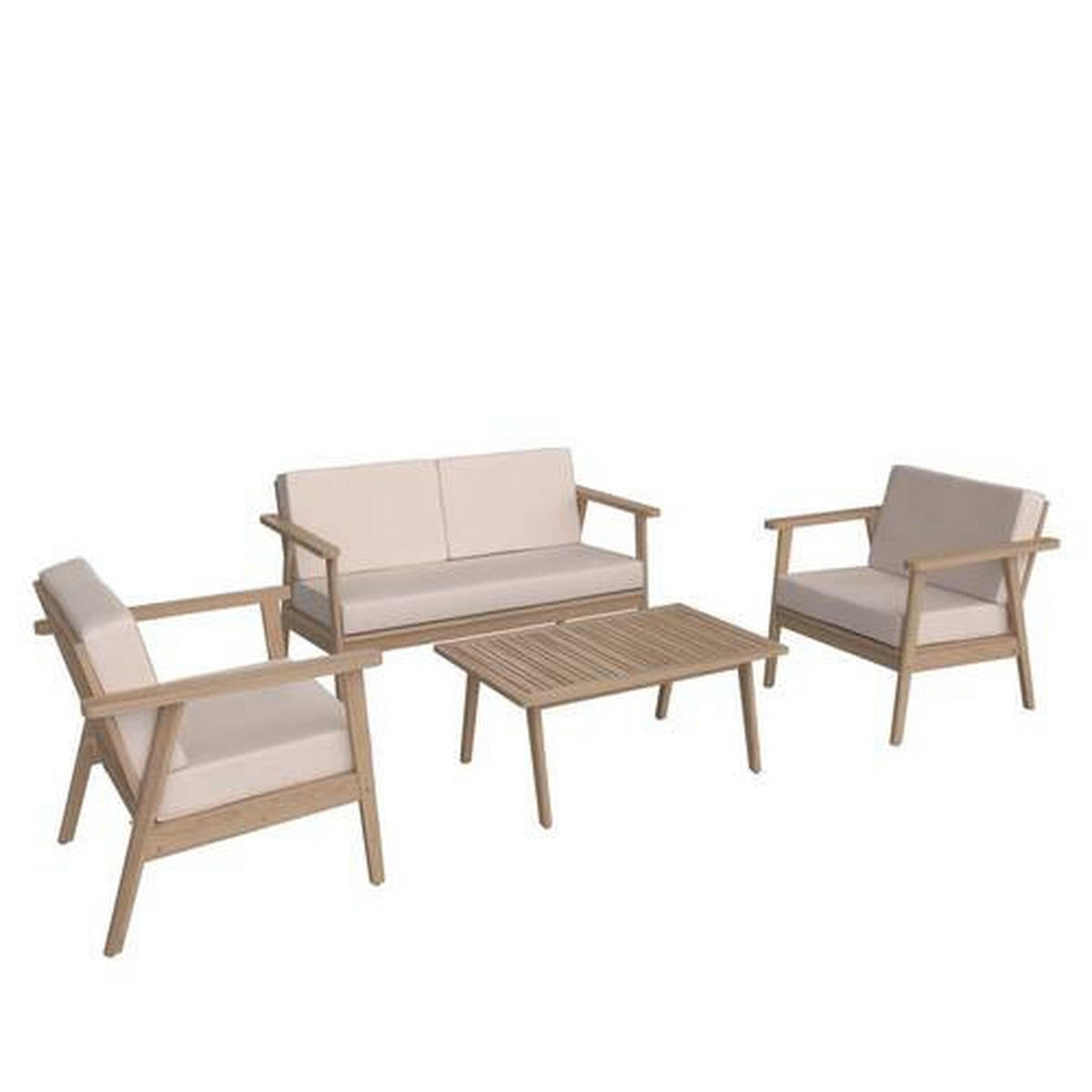 GARTENSET  - Beige/Teakfarben, MODERN, Holz/Textil (130/72/90/75/75/38/71/71/55cm) - Ambia Garden