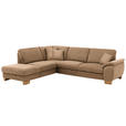 ECKSOFA in Mikrofaser Sandfarben  - Sandfarben/Wildeiche, KONVENTIONELL, Holz/Textil (236/286cm) - Voleo