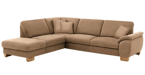 ECKSOFA in Mikrofaser Sandfarben  - Sandfarben/Wildeiche, KONVENTIONELL, Holz/Textil (236/286cm) - Voleo