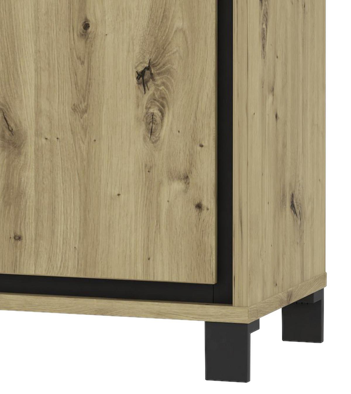 KOMMODE  in 120,4/81,3/41,5 cm  - Eichefarben/Schwarz, Basics, Glas/Holzwerkstoff (120,4/81,3/41,5cm) - Livetastic
