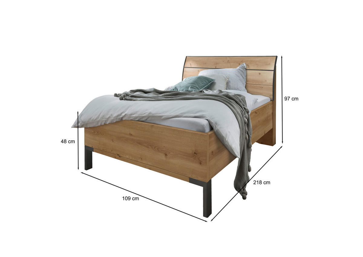 BETT 100/200 cm  in Eiche Bianco   - Schieferfarben/Eiche Bianco, Konventionell, Holzwerkstoff/Metall (100/200cm) - Dieter Knoll