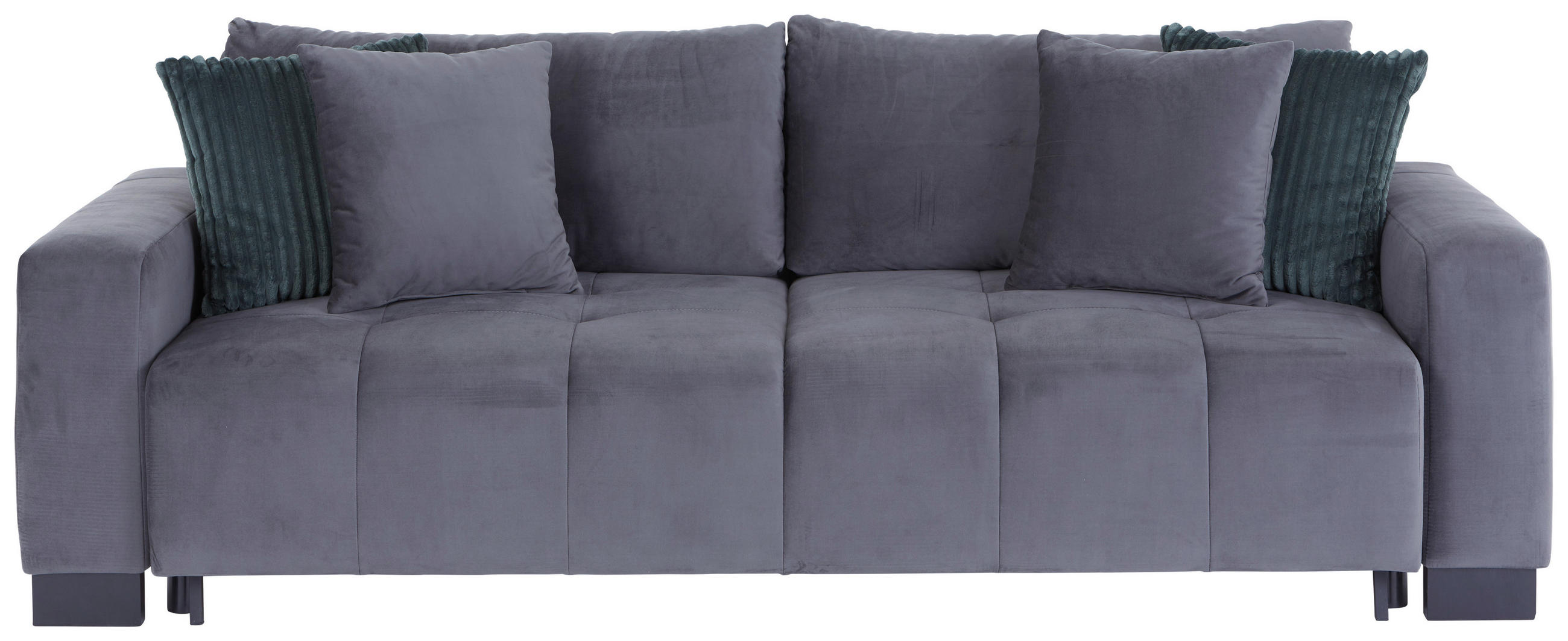 SCHLAFSOFA in Velours Dunkelgrau  - Dunkelgrün/Dunkelgrau, Modern, Holz/Kunststoff (238/88/119cm) - MID.YOU