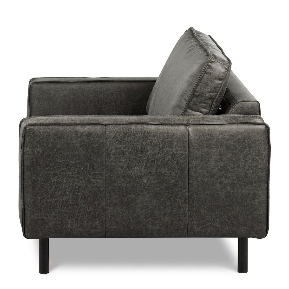 SESSEL in Lederlook Echtleder Dunkelgrau  - Dunkelgrau/Schwarz, Design, Leder/Textil (88/85/92cm) - Livetastic