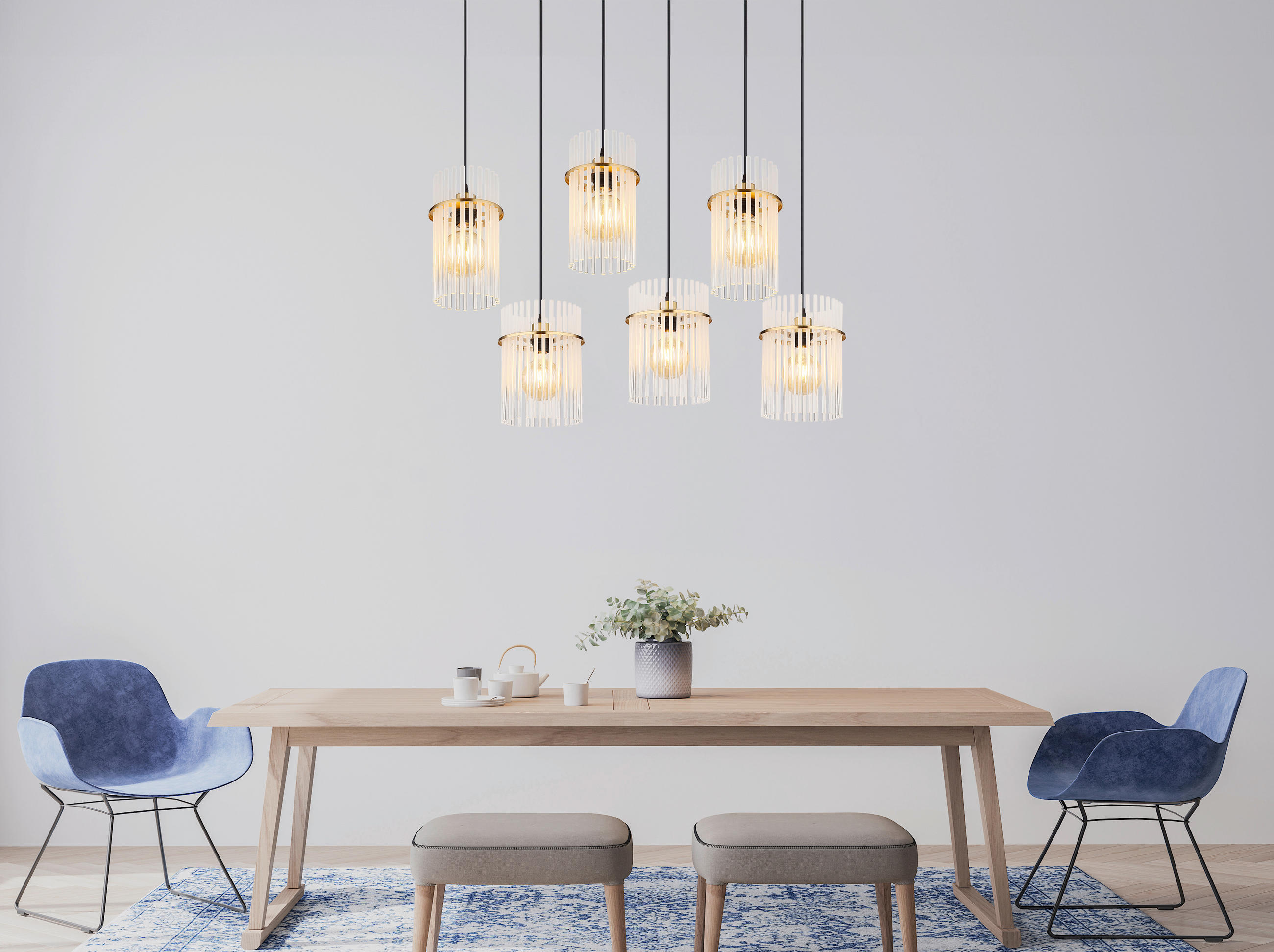 HÄNGELEUCHTE 92,5/35,5/125 cm  - Klar/Goldfarben, Trend, Glas/Kunststoff (92,5/35,5/125cm) - Globo
