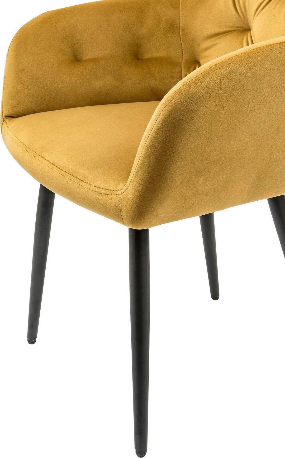 ARMLEHNSTUHL  in Samt  - Gelb/Schwarz, MODERN, Textil/Metall (61/85/45cm) - Livetastic