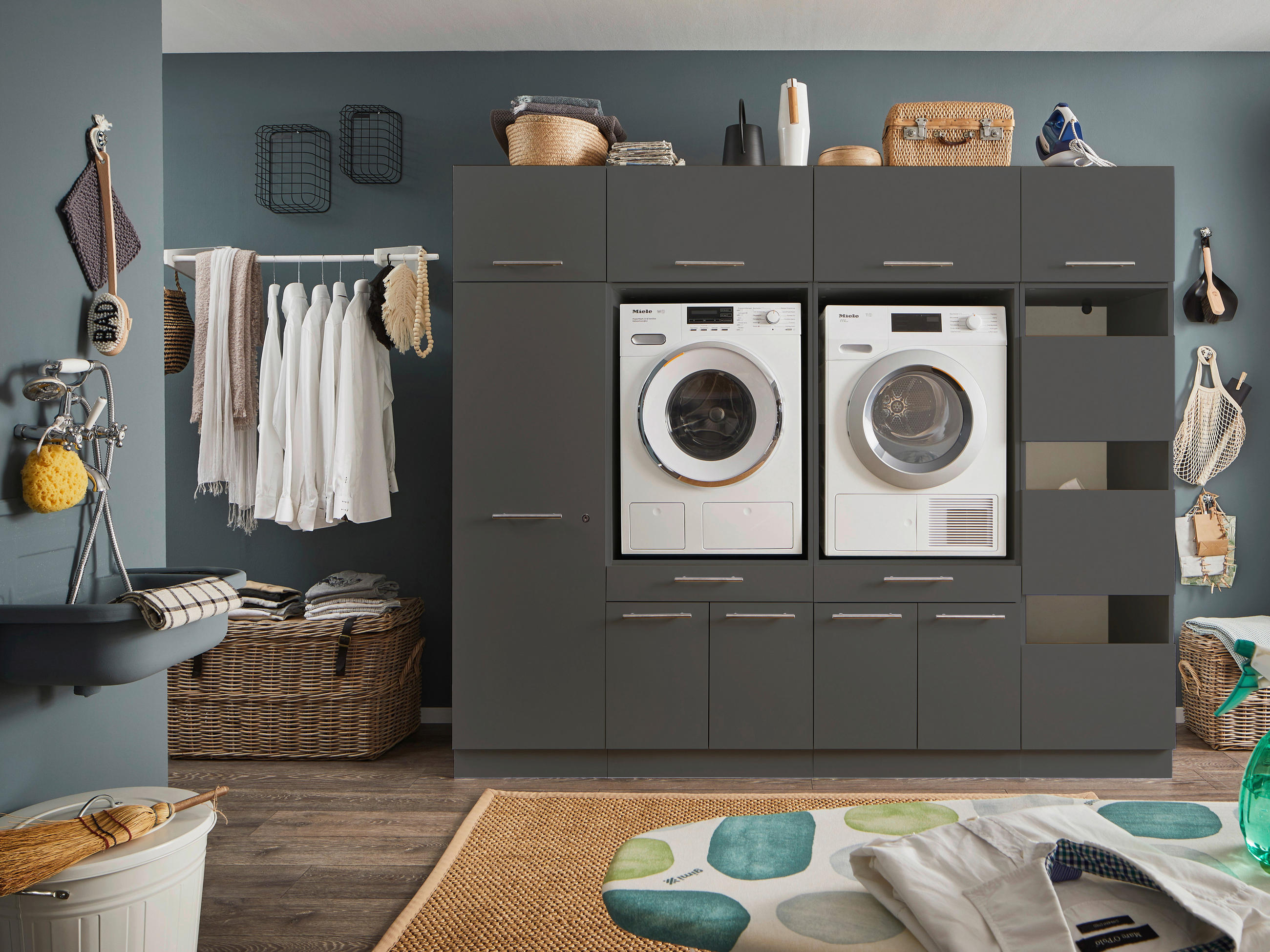 AUFSATZSCHRANK 67,5/38/67,5 cm  in  - Anthrazit/Silberfarben, Design, Holzwerkstoff/Metall (67,5/38/67,5cm)