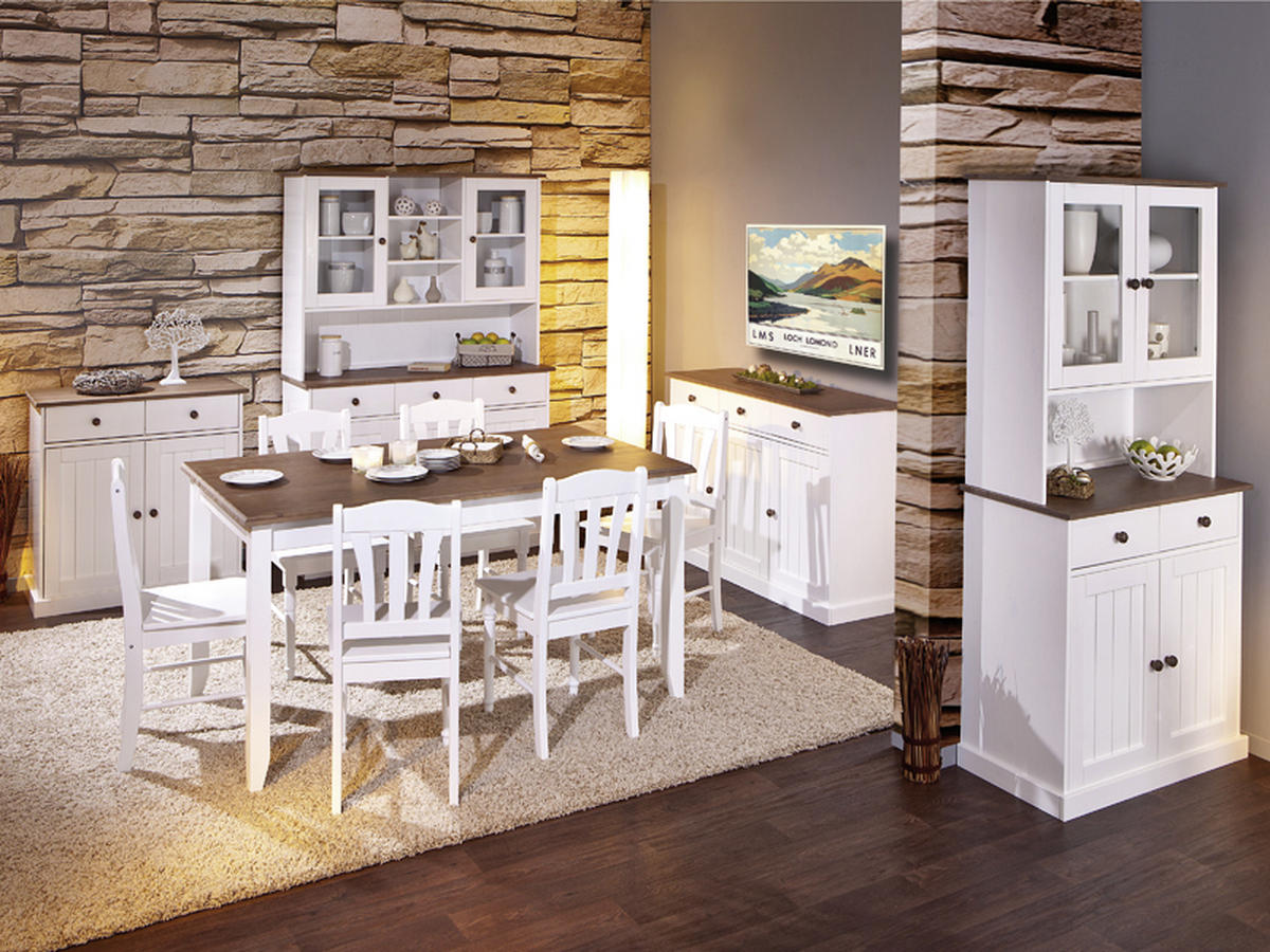 BUFFET 131/191/45 cm  in Weiß  - Weiß/Braun, LIFESTYLE, Holz (131/191/45cm) - MID.YOU