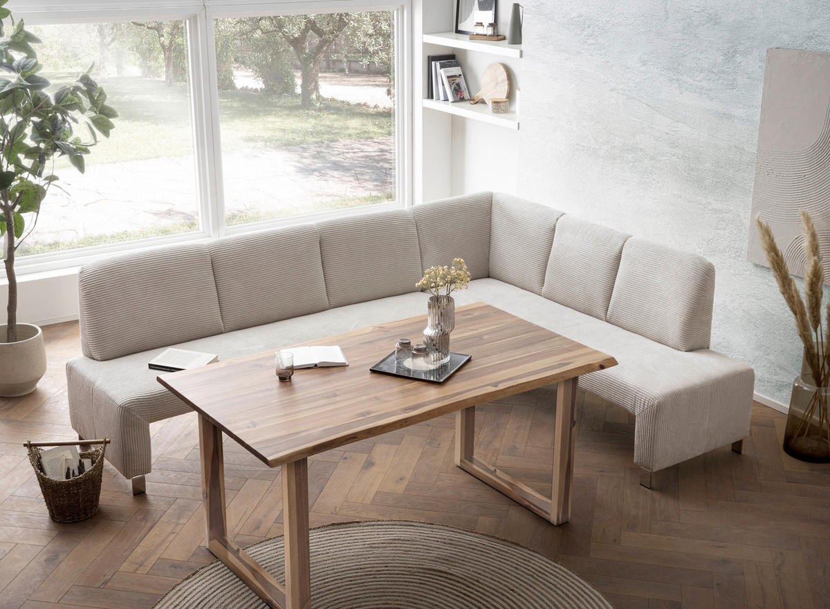 KLUPA KUTNA  bež  drvo, tekstil, drvni materijal      - srebrne boje/bež, Moderno, drvni materijal/drvo (263/198cm) - Livetastic