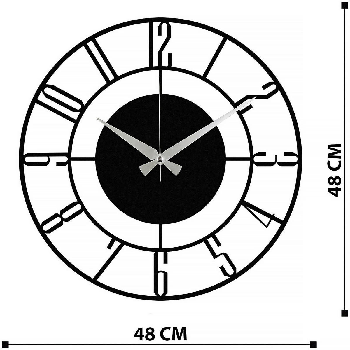WANDUHR Schwarz 48/48/4 cm  - Schwarz, LIFESTYLE, Metall (48/48/4cm)