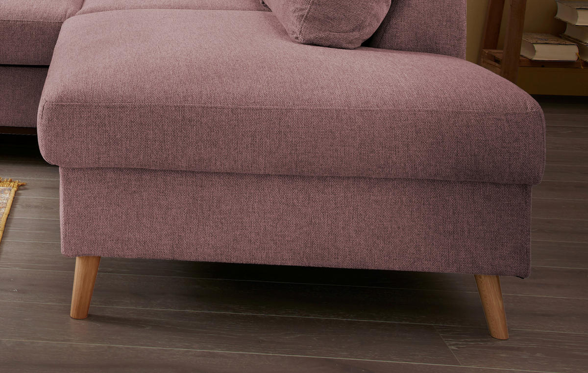 ECKSOFA Struktur Rosa  - Naturfarben/Rosa, Konventionell, Holz/Textil (230/200cm) - P & B