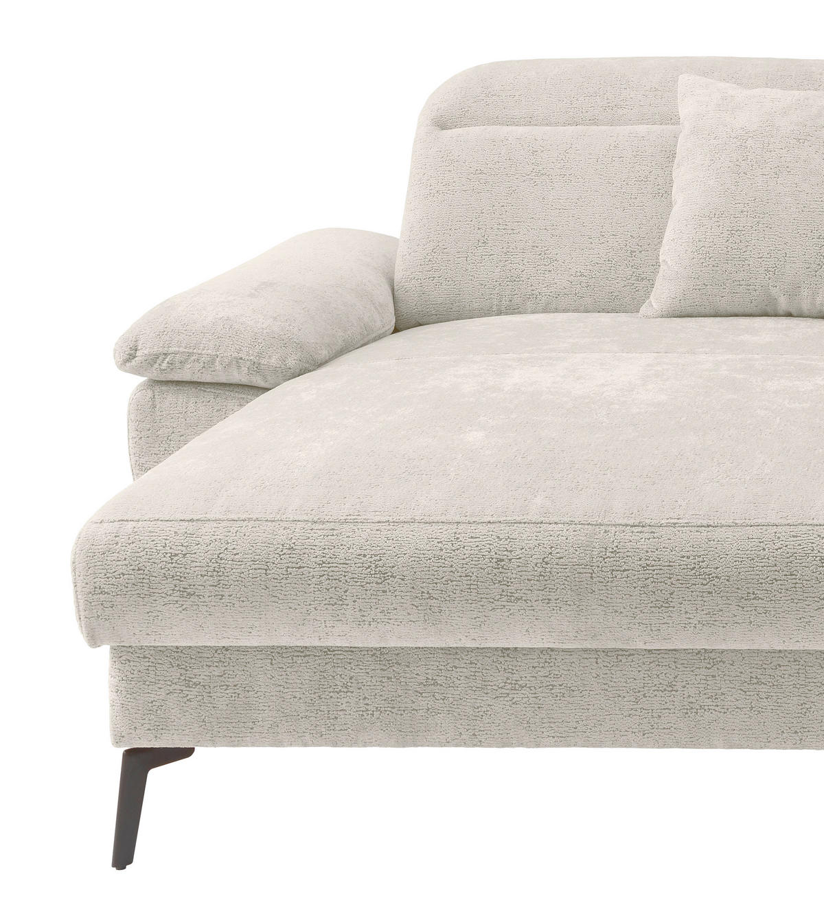 ECKSOFA Struktur Creme  - Creme/Schwarz, Konventionell, Textil/Metall (178/300cm) - Livetastic