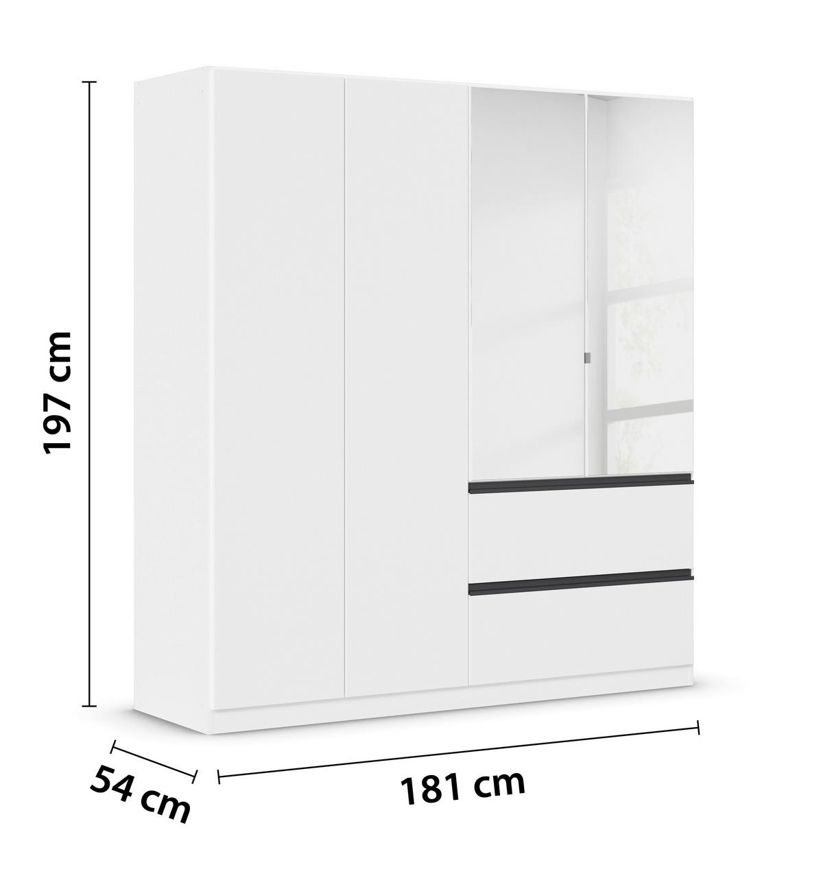 DREHTÜRENSCHRANK in Weiss  - Weiss, Modern, Holzwerkstoff (181/197/54cm) - Rauch Möbel