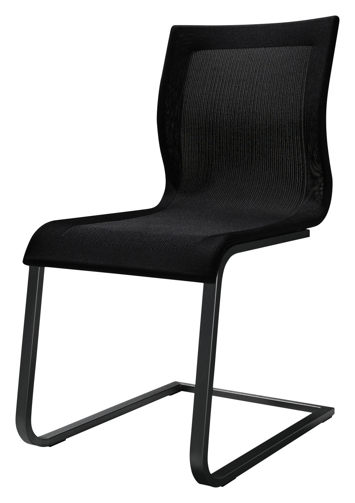 SCHWINGSTUHL  in Stahl Netzbespannung  - Schwarz, Design, Textil/Metall (47/93/62cm) - Team 7