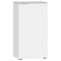 KOMMODE 45/87/43 cm  in Weiss  - Weiss/Edelstahlfarben, Design, Glas/Holzwerkstoff (45/87/43cm) - Jutzler