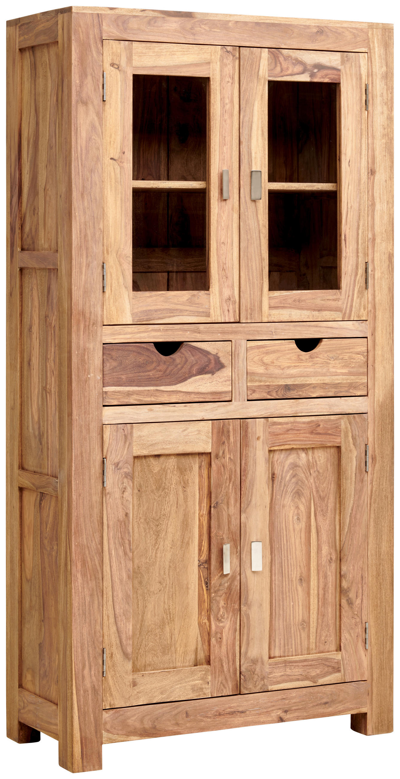 VITRINE  in massiv Sheesham Naturfarben - Naturfarben, LIFESTYLE, Holz/Metall (90/180/40cm) - Livetastic