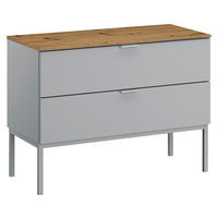 KOMMODE 80/61/42 cm Grau, Eichefarben  - Eichefarben/Alufarben, Trend, Holzwerkstoff/Kunststoff (80/61/42cm) - Stylife