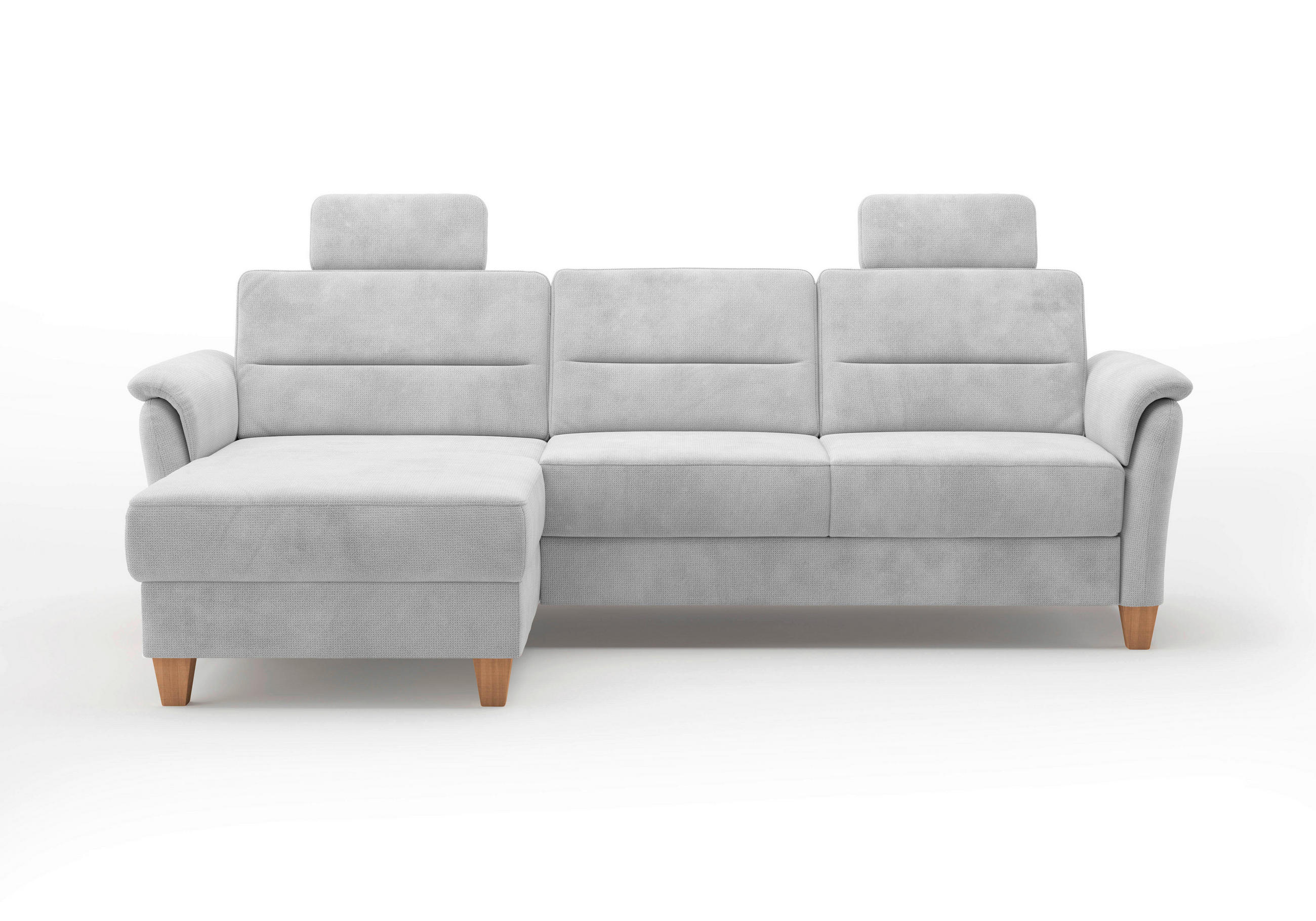 ECKSOFA in Flachgewebe Silberfarben  163/244 cm  - Eichefarben/Silberfarben, KONVENTIONELL, Holz/Textil (163/244cm) - Sit & More