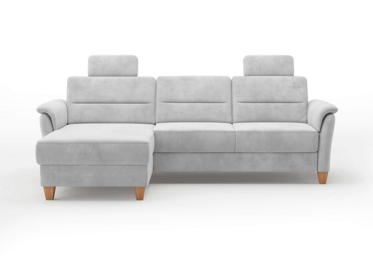 ECKSOFA in Flachgewebe Silberfarben  163/244 cm  - Eichefarben/Silberfarben, KONVENTIONELL, Holz/Textil (163/244cm) - Sit & More