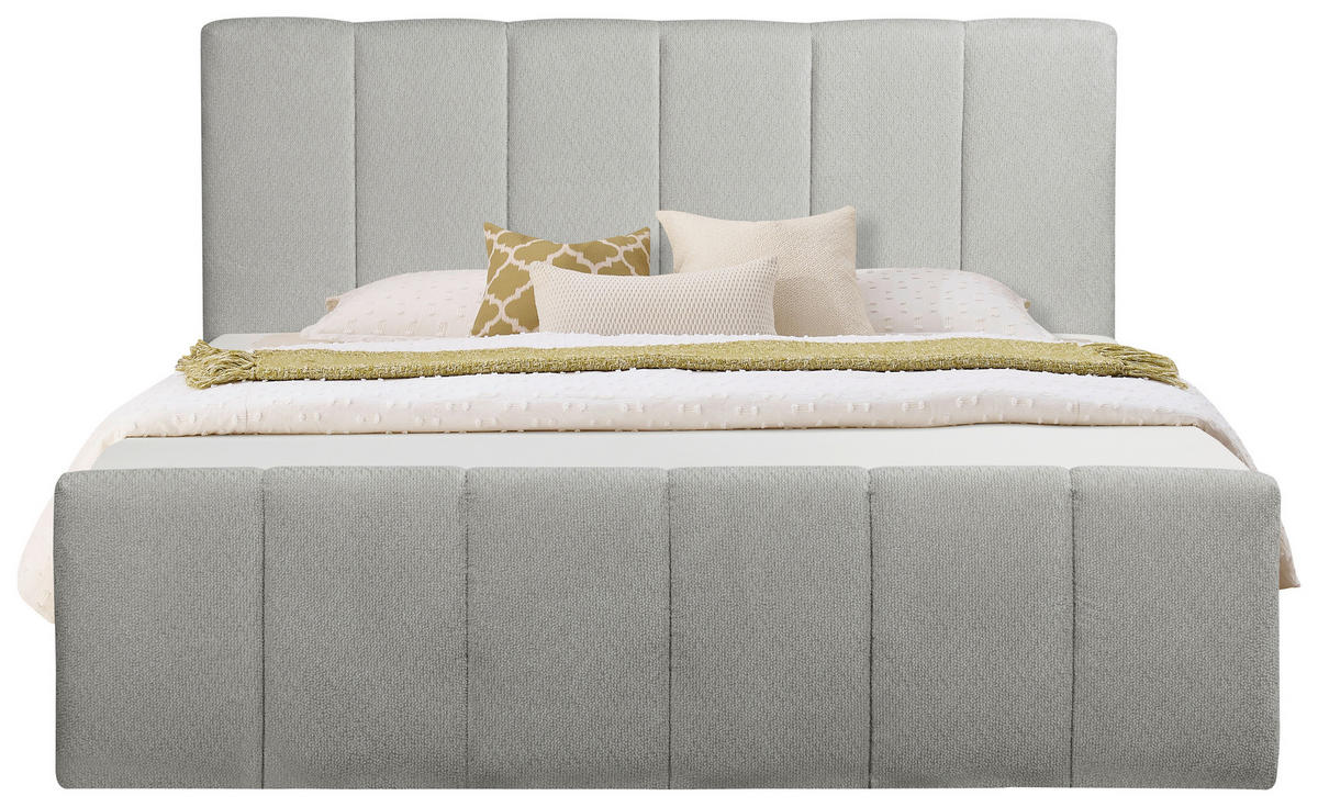 BOXBETT 180/200 cm,  in Grau, gepolstertes Kopfteil, Bettkasten, Topper, Matratzen, H3 + H3 = fest  - Schwarz/Grau, Basics, Kunststoff/Textil (180/200cm) - Chameo