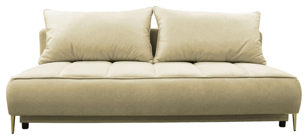 SCHLAFSOFA in Velours Beige  - Beige/Goldfarben, Design, Textil/Metall (200/90/97cm) - MID.YOU