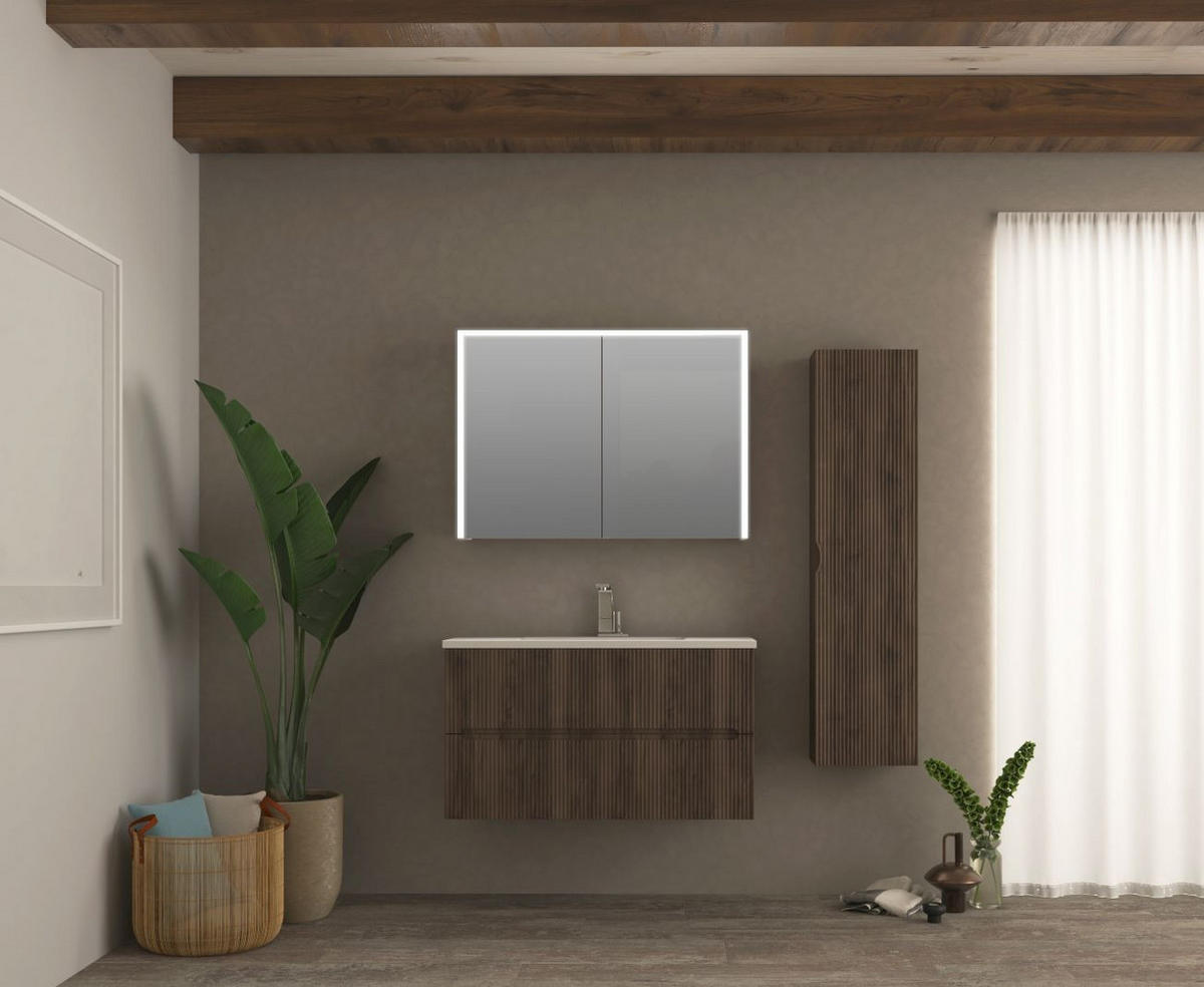 TÜKRÖS SZEKRÉNY 100/70/20 cm  - diófa színű, Basics, faalapú anyag/Üveg (100/70/20cm) - Welnova