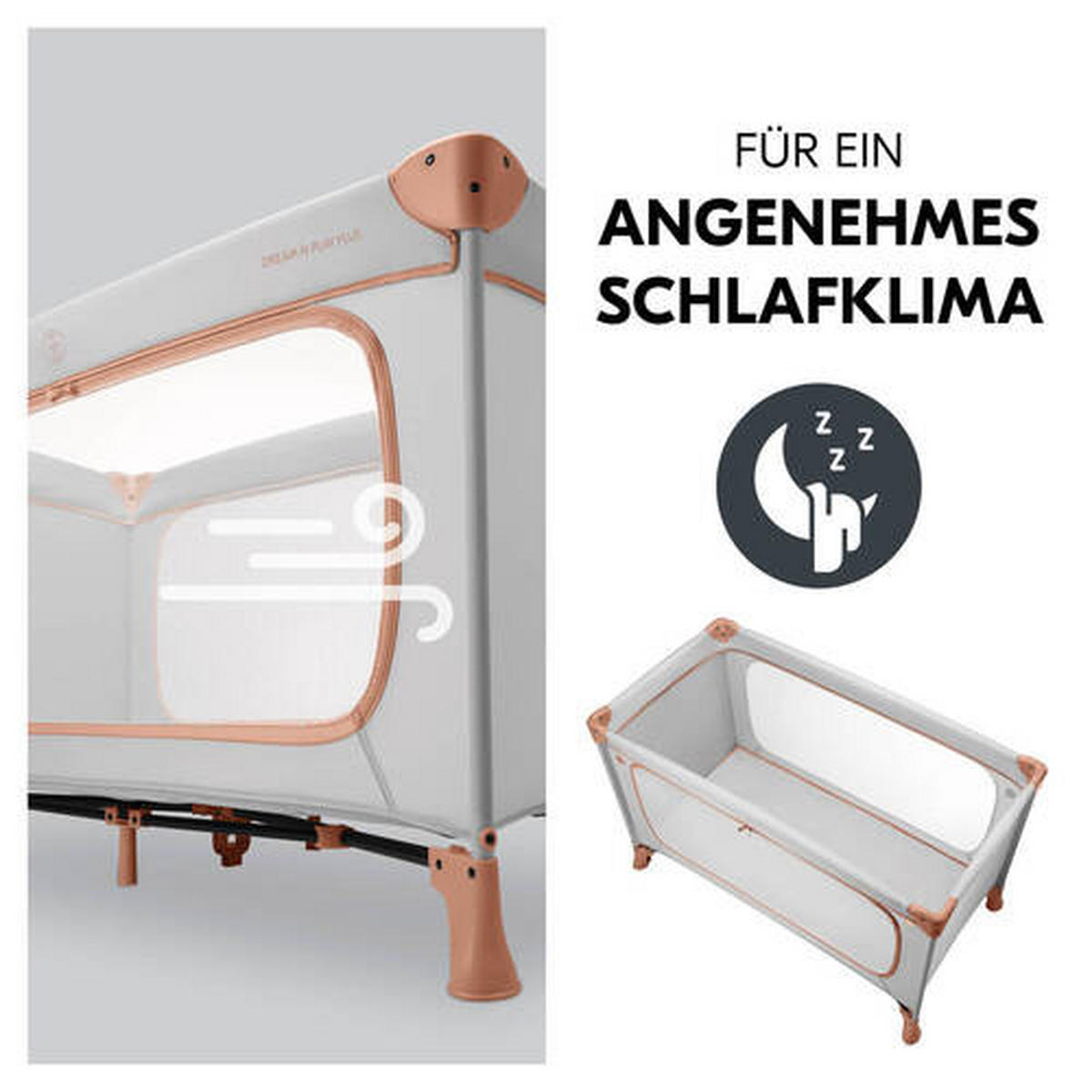 REISEBETT Dream N Play Plus Greige, Koralle  - Greige/Koralle, Basics, Kunststoff/Textil (65/76/125cm) - Hauck